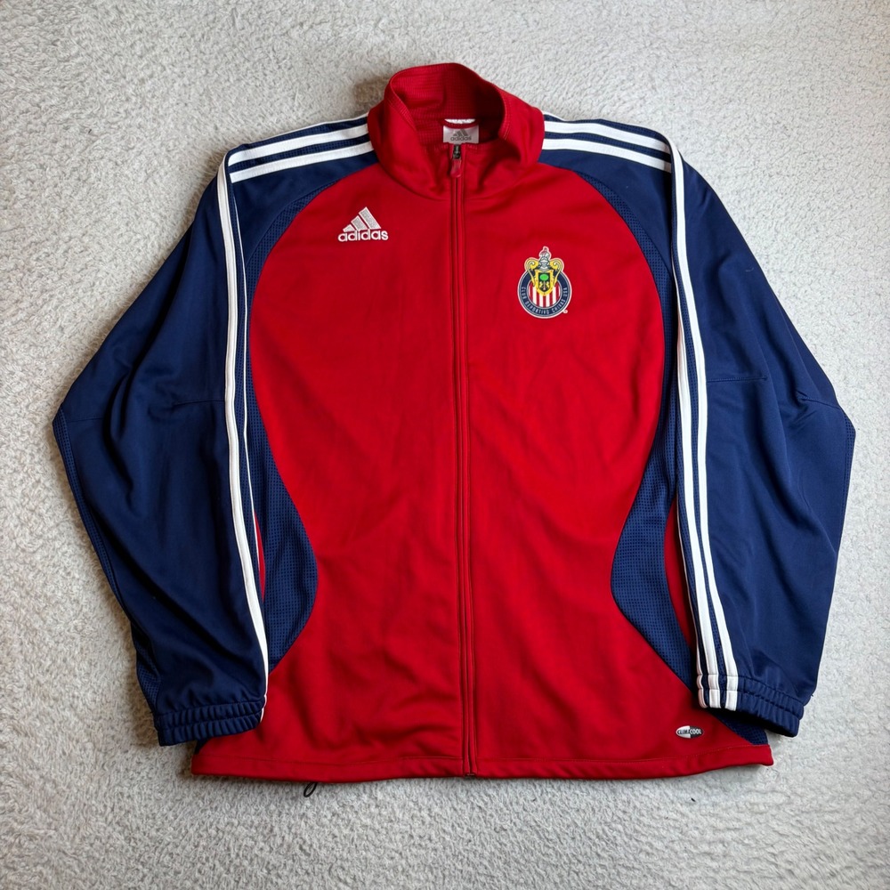 Adidas Chivas USA MLS Soccer Track Jacket Red Navy Blue ClimaCool Mens Large